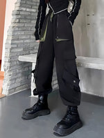 women's high-waisted black cargo pants - Vignette | OFF-WRLD