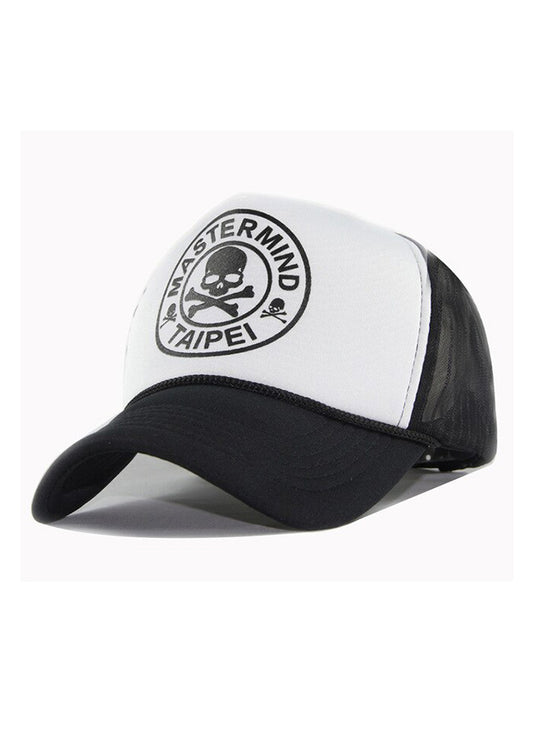 black and white skull cap