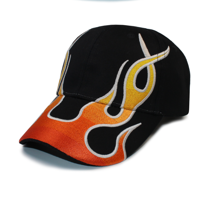 cap with flames