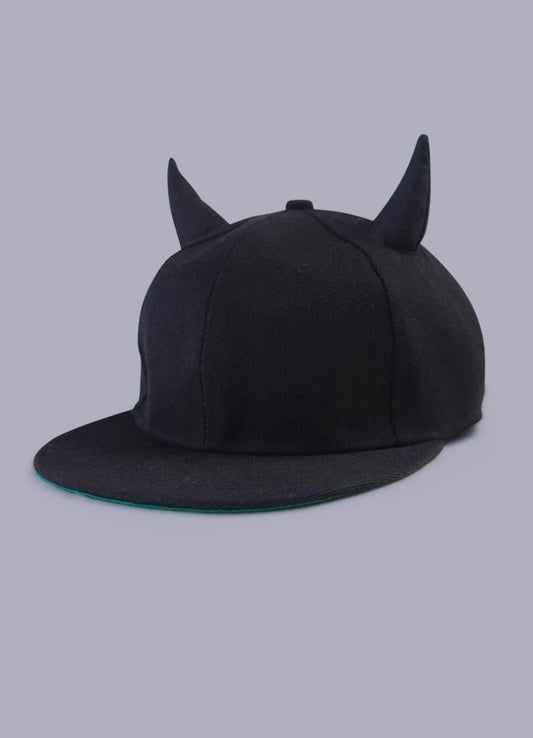baseball hat with devil horns
