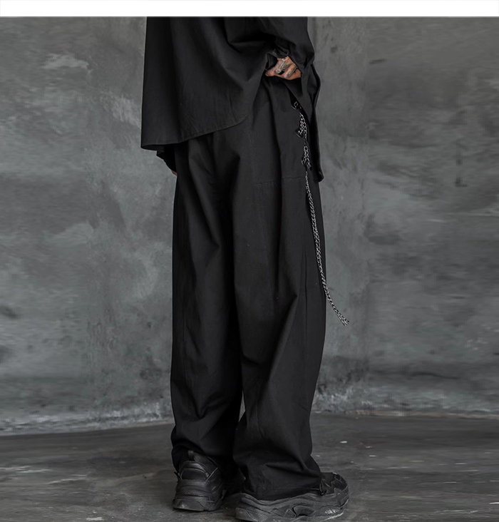 baggy black pants with chain