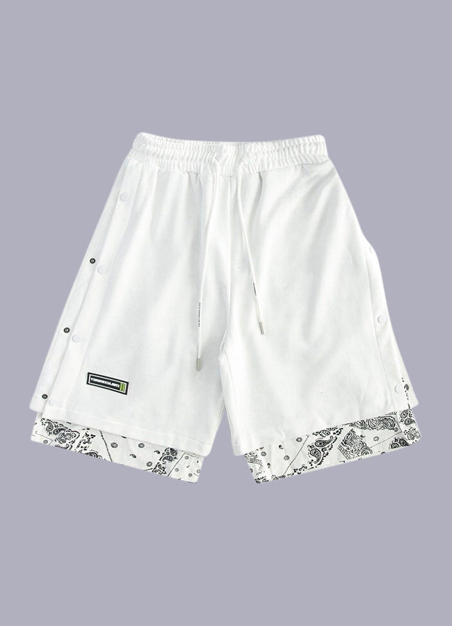 black and white bandana shorts