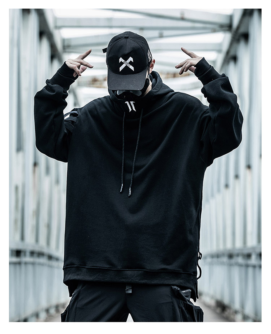 black techwear hoodie
