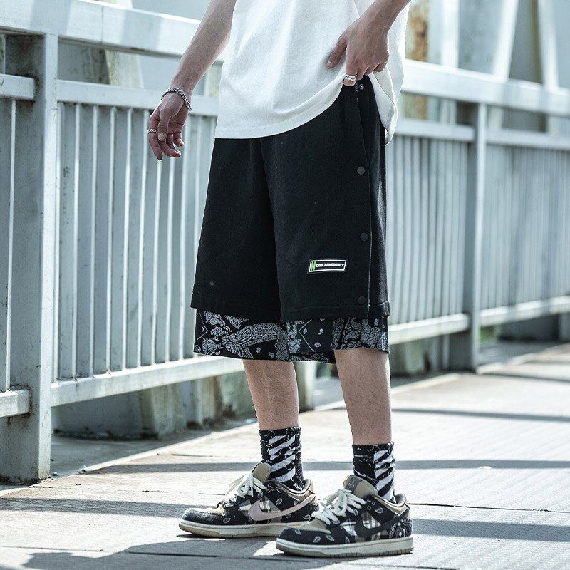 black and white bandana shorts