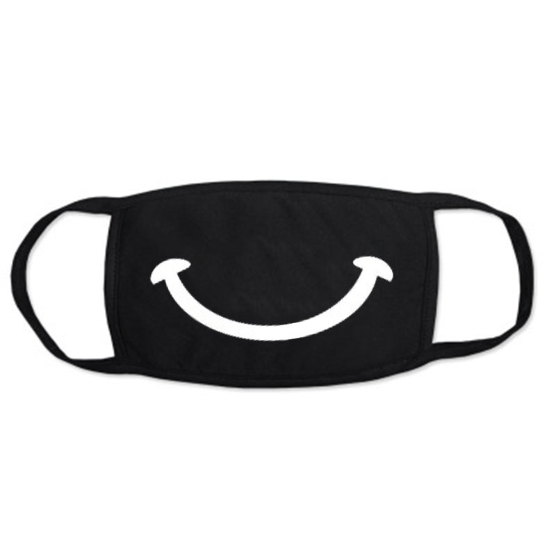 black face mask with smile